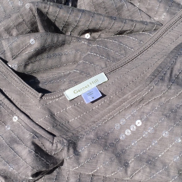 Garnet Hill Maxi Evening Dress Gown Clear Sequins on Grey M - Picture 6 of 9